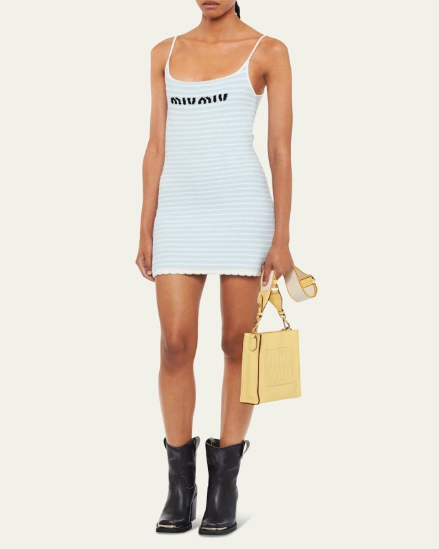 Logo-Intarsia Stripe Boucle Mini Dress